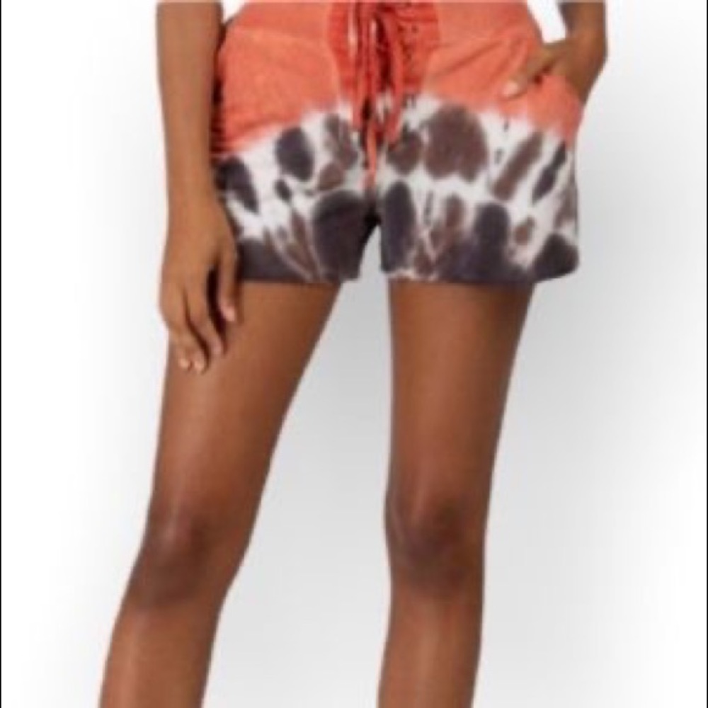 Young Fabulous & Broke Women’s Size XS Orange Tie Dye Terry Cloth Shorts Beach